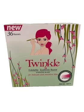 Twinkle 636227123125 Foldable Eyebrow Razor Stainless Blade For Delicate Sensitive Skin 36pc