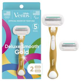 Un Brand 313046177156 New Gold Razor - Deluxe Smooth Womens Handle 2 Blade Refills