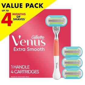 Un Brand 445041757767 Extra Smooth Pink Womens Razor Handle 4 Refills