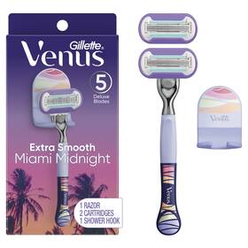 Un Brand 711181223415 Gillette Miami Midnight Extra Smooth Womens Razor Handle 2 Blade Refills And