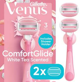 Un Brand 744110448368 Comfortglide White Tea Razor For Women 3 Blades Manual Handle And 2 Bla