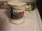 Unbranded Vintage Mustache Cup Steam Engine Train Locomotive Gold Trim