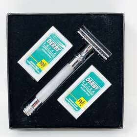 Utopia Care 817706023048 Double Edge Blade Razor With Stainless Steel Derby Blades 20 Ct Gift Set