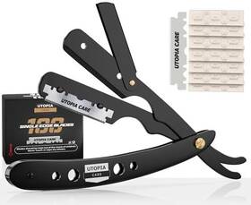 Utopia Care 840143517740 Professional Barber Straight Edge Razor Safety 100-pack Blades Black
