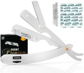Utopia Care 840143523338 Professional Barber Straight Edge Razor Safety With 100-pack Derb