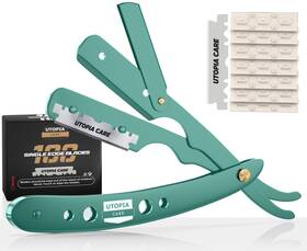 Utopia Care 840143537793 Professional Barber Straight Edge Razor Safety With 100-pack Blad