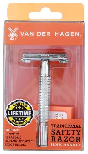 15997 Van Der Hagen Men S Traditional Safety Razor Kit Includes 5 Blades For A Clos