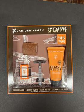 400009 Van Der Hagen New Shave Set Includes Safety Razor 5-count Blades/shave Butter