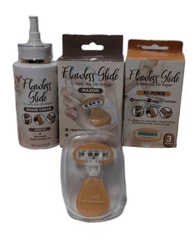 401242 Van Der Hagen Lady Flawless Glide Razor With Case 3 Refills Unscented Shave Cream