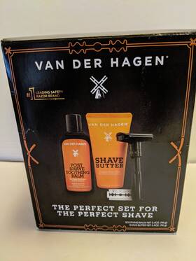 Van Der Hagen 893164012350 Shaving Set Soothing Balm Shave Butter Blades Razor Nib