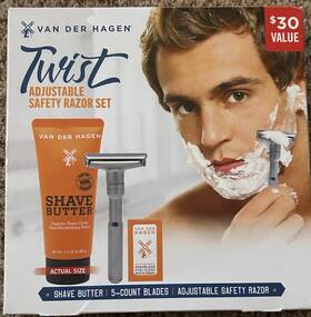 Butter-5 Van Der Hagen 893164700134 Twist Adjustable Safety Razor Set -razor-shave Blades Bc3