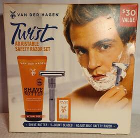 Pkvhifc400009 Van Der Hagen Safety Razor Shave Set Chrome 5 Blades Butter Hood