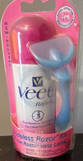 0002340 Veet 2003 Rasera Bladeless Razor Kit Hair Removal Gel Cream Floral Sensation