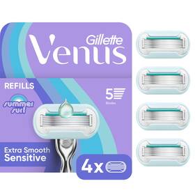 00047400708952 Venus Summer Surf Sensitive Blade Refills Extra Smooth 4 Count