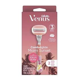 Venus 047400684683 Gillette Miami Sunrise Deluxe Smooth With Aloe 1 Womens Razor 2 Refills
