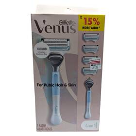 Venus 047400690844 Gillette For Pubic Hair And Skin Womens Razor Handle 4 Refills