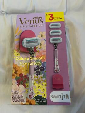 Venus 047400693968 Gillette Rifle Paper Co. - Deluxe Smooth Sensitive Razor 3 Refills New