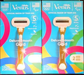 Venus 047400696389 Deluxe Smooth Gold Razors Lot Of 2 4 Cartridges Included