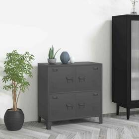 339627 Vidaxl File Cabinet Entryway Sideboard Storage Chest Anthracite Steel