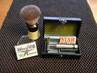 " Vintage Plated Set Razor Rhodium 3-piece Brush "rare Safety "star