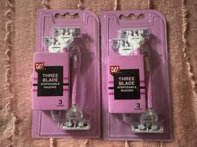 Walgreens 049022022652 Lot Of 2 Women S Three Blade Disposables Razors 6 Packs