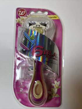Walgreens 049022540392 6 Blade Womens Razor Handle 2 Cartridges Vanilla Scented