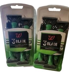 Walgreens 195602107643 2 4packs 3 Blade Mens Disposable Shaving Razor By Walgreens-8pcs