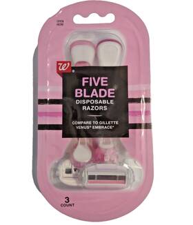 N2-763 Walgreens Womens Five Blade Disposable Razors 3 Count