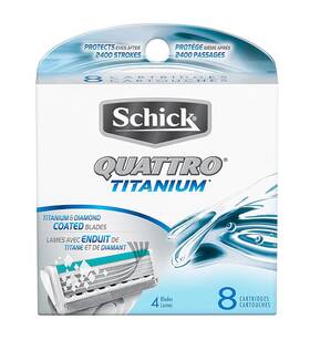 Wilkinson 08211-00 Quattro Titanium Razor Blade Refills For Men - 8 Count