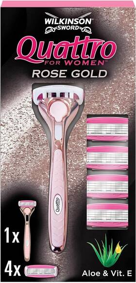 7001143 Wilkinson Sword - Quattro For Women Premium Metal Rose 1 Count Pack Of