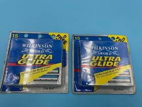 Wilkinson Sword 074809701703 Lot 2 Vintage Ultra Glide Blue Strip 15 Twin Blades 30 Total