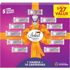 Wm 445036583500 Soleil Click 5 Womens Razor Set With 10 Cartridges - Purple Gift Edition