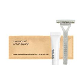 Kft-001 World Amenities Kraft Paper Shave Kit - Wheat Straw Dual Blade Safety Razor And Cream S