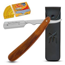 Xe 445034929942 Barber Straight Edge Razor Kit W 100 Baldes Wooden Handle Cut Throat