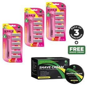 Xmicro 711709001075 Pink Razors For Women Pack Of 3 With Free Shaving Cream
