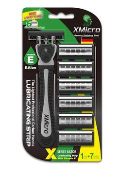 Xmicro 728434666158 Razors For Men 1 Razor 7 Blade Refills With German Stainless