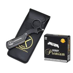 Xpersis 785123123361 Barber Straight Razor Black German Made Stainless Steel 100 Premium Derby Blades