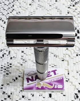 90sb Yaqi Razorock Ghost Polished Ss Razor Head Super Knurl Handle Blades