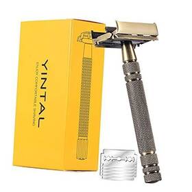 Yintal 788125810727 Double Edge Safety Razors Classic Men Shaving Butterfly Open Razor - Bronze