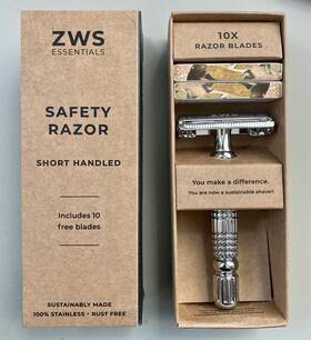 Zero Waste Store 642380683604 Classic Shaving Razor Stainless Steel Textured Handle 10 Free Blades Brand New