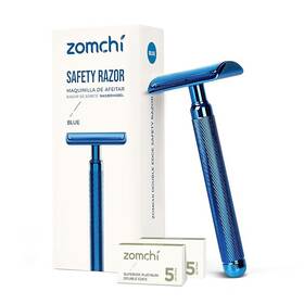 Zomchi 197644269617 Noble Blue Safety Razor Double Edge With 10 Blades For Men And Women