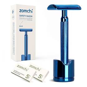 Zomchi 197644938346 Double Edge Safety 1 Count Pack Of Noble Blue Razor With Stand