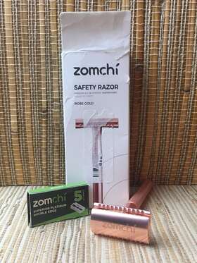 Zomchi 644925547808 Rose Gold Safety Razor For Women With 5 Blades Imperfect Box