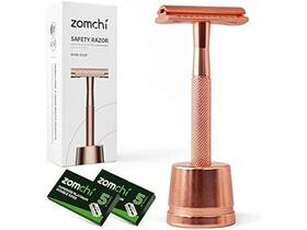Zomchi 644925547853 Metal Safety Razor Blade With Stand Rose Gold 1 Count Pack Of Womens