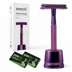Rz-012-s Zomchi Purple Double Edge Safety Razor With Stand Reusable 10 Blades Unisex-adults