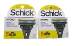 2X! Schick Hydro Ultra Sensitive 3 Blades 5 Refill ( 10 Cartridges) New In Box. Fixed Price $17.90.