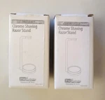 Lot Of 2 Chrome Shaving Razor Stands Psi Woodworking (4 1/4 Inches Tall). Fixed Price $14.00.