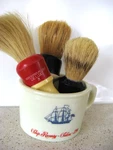 Vintage Old Spice Shaving Mug Shulton Grand Turk & Recovery 3 Brushes. Fixed Price $29.99.