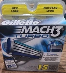 15 Gillette Mach 3 Turbo Razor Blades Refills Cartridges Metal Damaged Pack. Fixed Price $24.99.