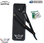 Black Classic Straight Edge Barber Razor Folding Shaving Knife + 10 Blades Usa. Fixed Price $8.95.